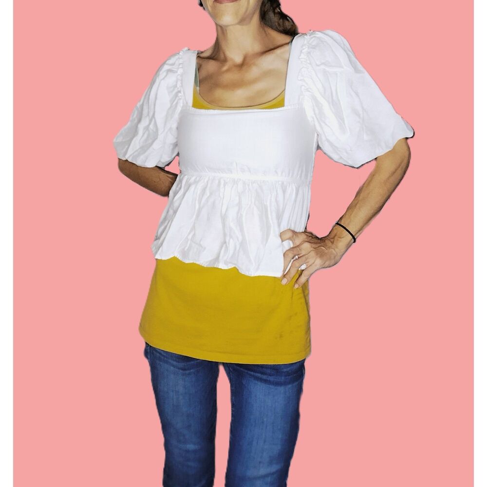 Altar’d State ~ White Puff Sleeve Babydoll Crop Top Size ~ Small